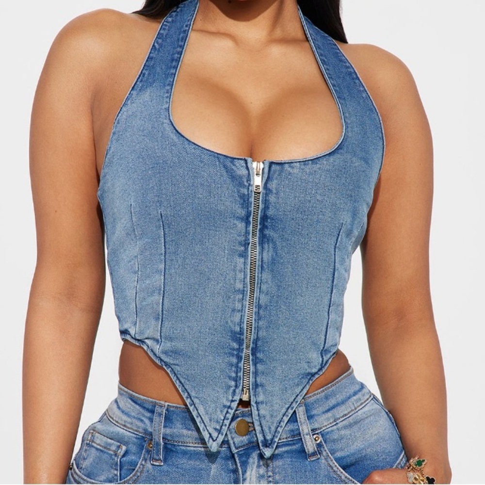 Denim halter top
